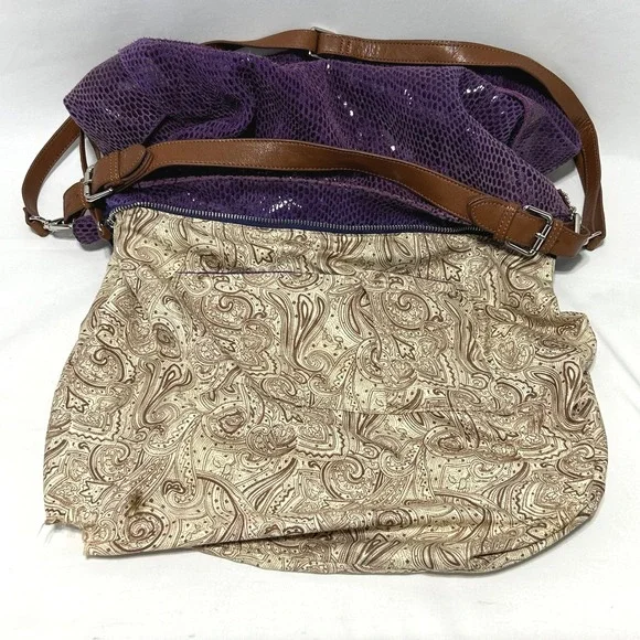 Sorial Purple Brown Leather Large Hobo Convertible Crossbody Bag - Large - Picture 7 of 8